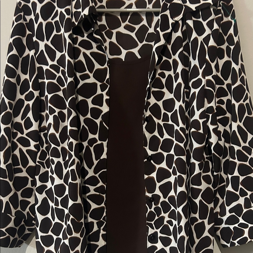 Elementz Brown and White Patterned Button Down Shirt - Picture 9 of 9